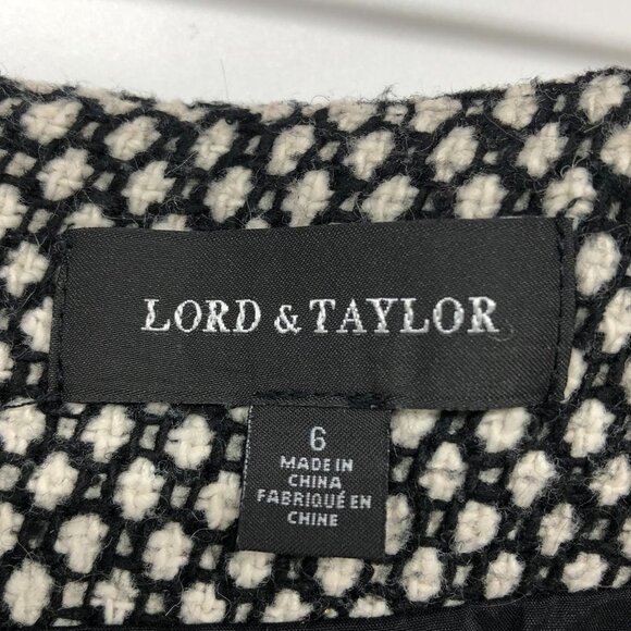 Lord & Taylor Black + white geometric print acrylic knit pencil skirt size 6 - Picture 3 of 13